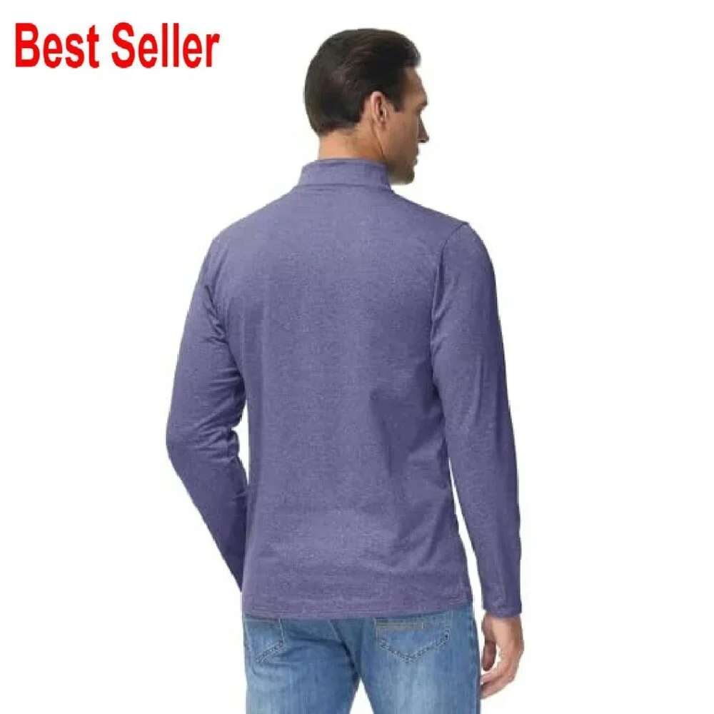 Men's Quarter Zip Pullover Fleece Lined Golf Shirt Premium Activewear Classic